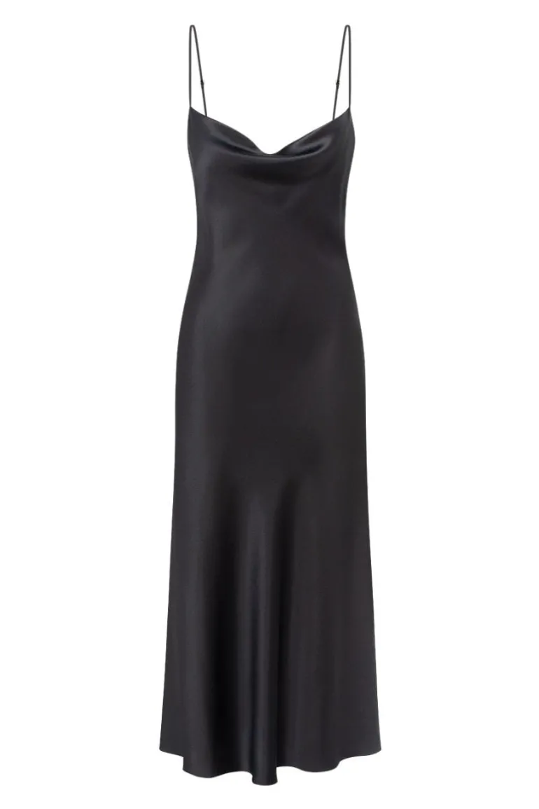 Dresses | Midi Dresses<CULT MIA ALYSHA COWL NECK SILK SATIN MIDI DRESS Black
