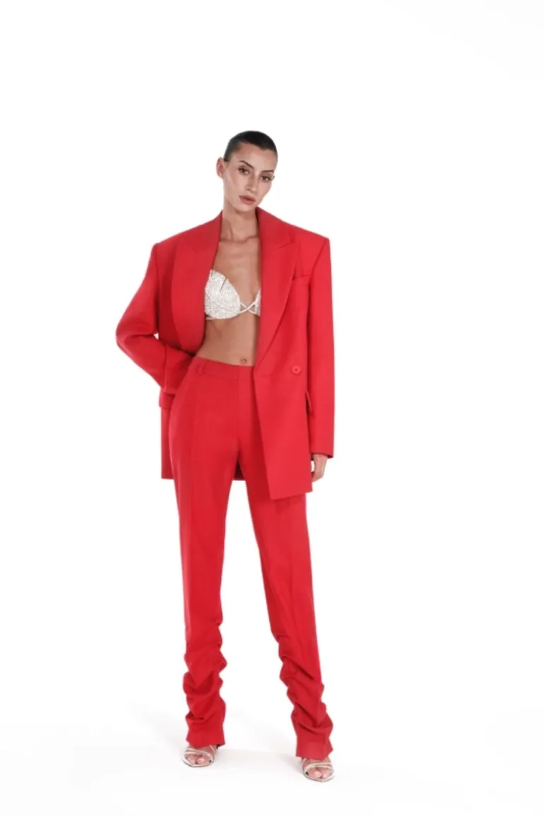 Pants<CULT MIA ANTHURIUM LOW-RISE PANTS Red