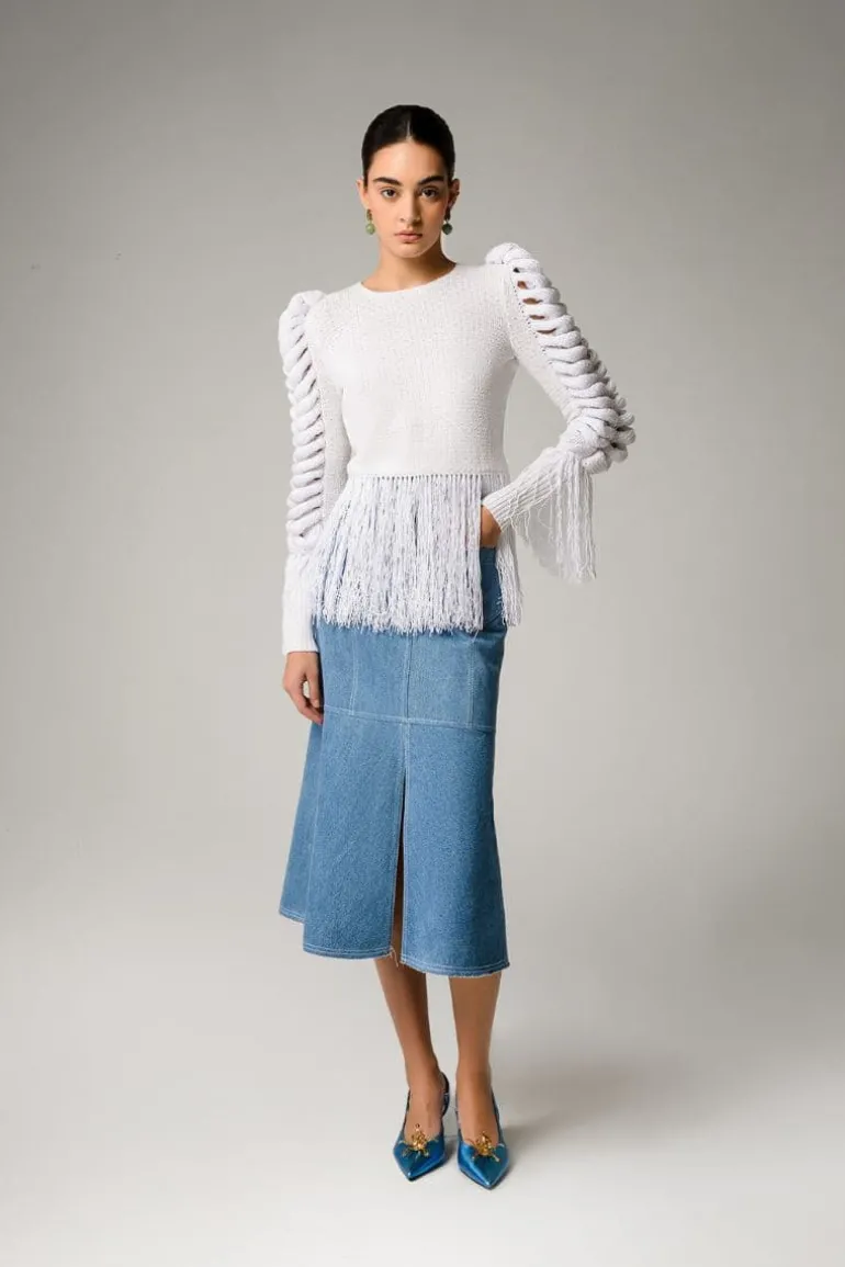 Skirts<CULT MIA DENIM MIDI SKIRT Aqua