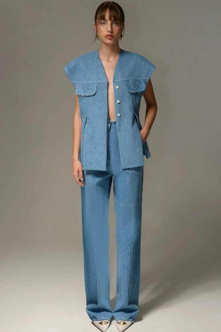 Pants<CULT MIA AQUA RELAXED PANTS Denim