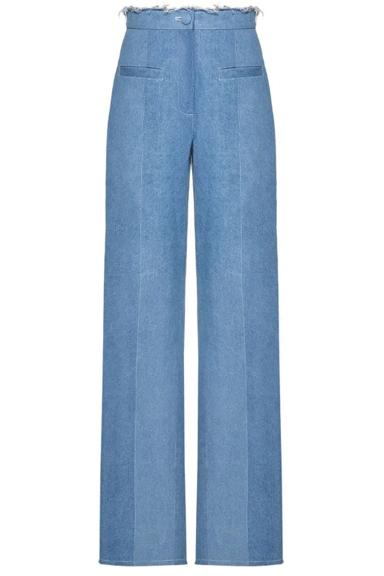 Pants<CULT MIA DENIM STRAIGHT PANTS Aqua