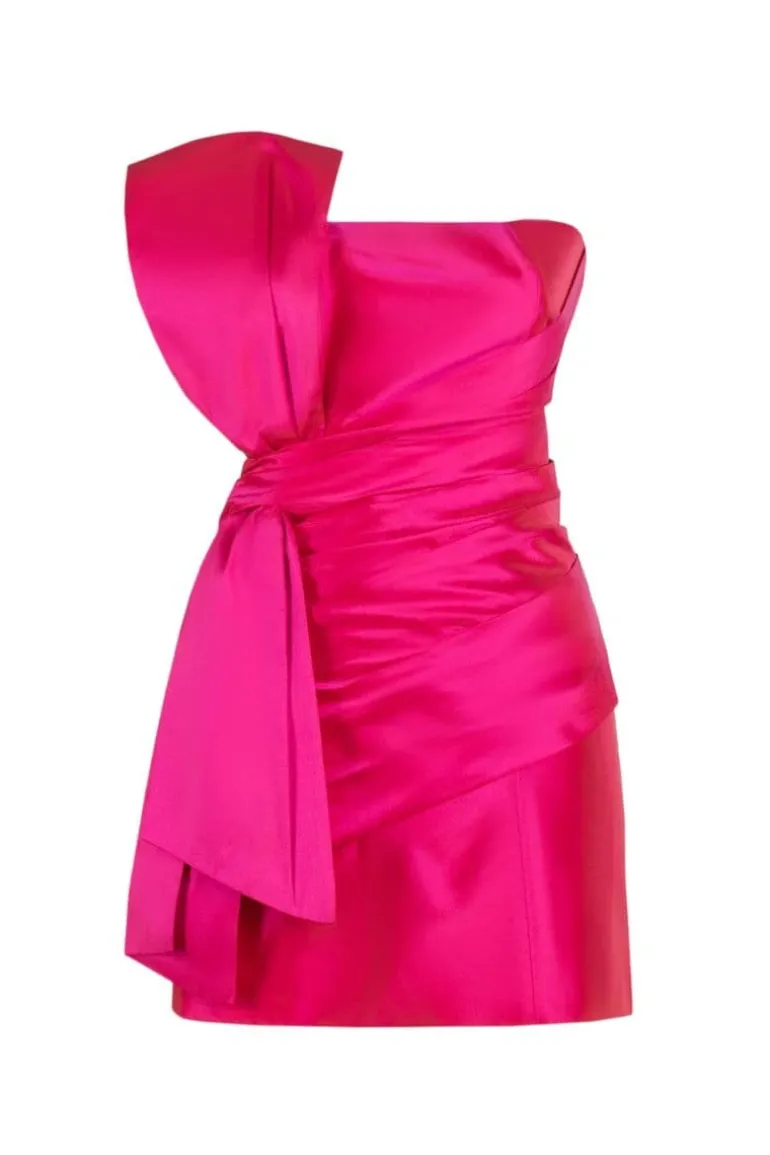 Dresses | Mini Dresses<CULT MIA ARIA SILK BOW-DETAILED MINI DRESS