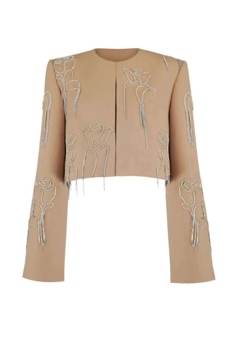 Jackets<CULT MIA ARNOLD STRAIGHT SQUARE SHOULDER BLAZER BRA WRAP JACKET Brown