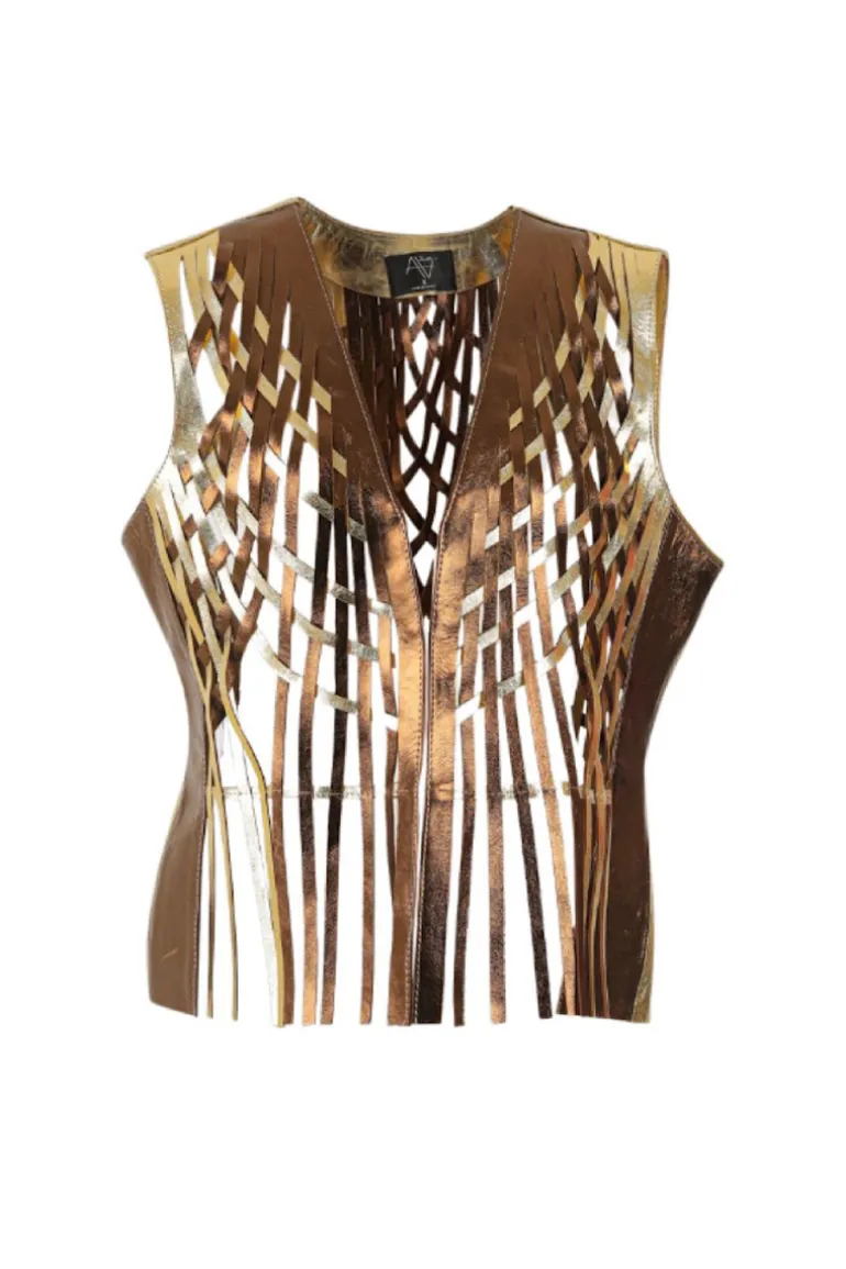 Jackets<CULT MIA ATTALEA LEATHER VEST IN Copper