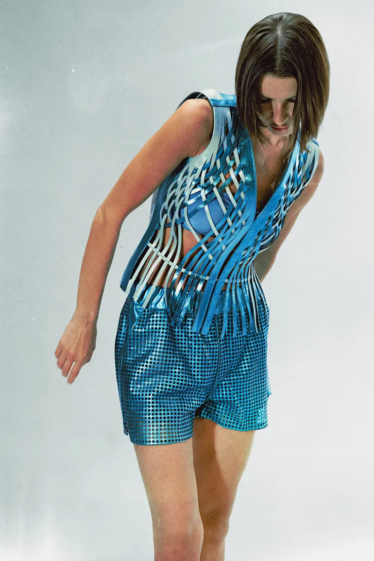 Jackets<CULT MIA ATTALEA LEATHER VEST IN Electric Blue