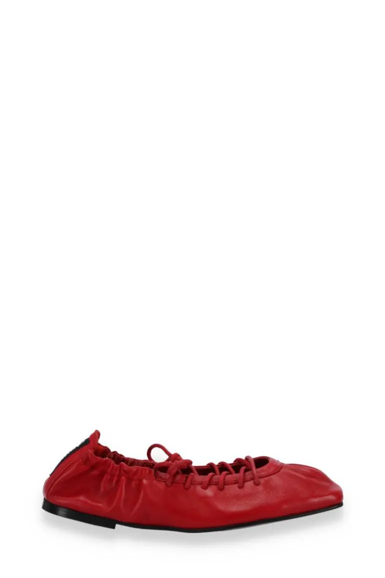 Flats<CULT MIA AURELINE LEATHER BALLET FLATS IN RED