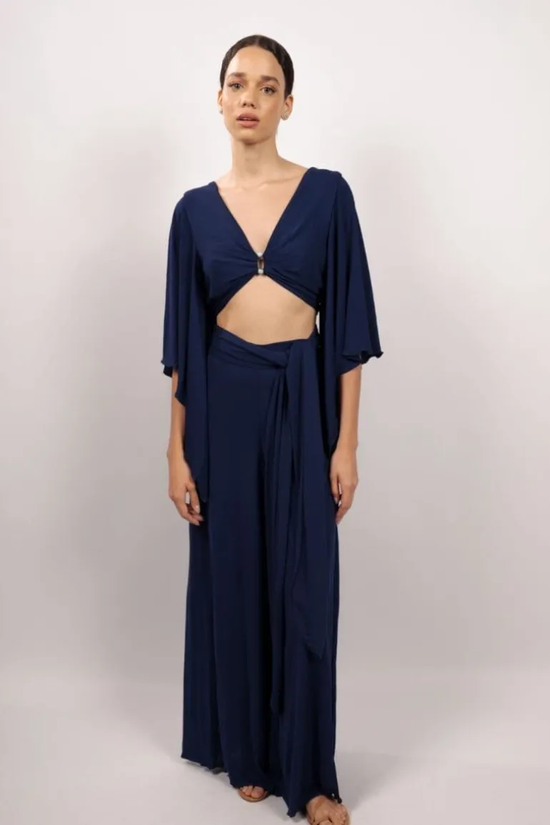 Pants<CULT MIA BAHÍA HIGH-RISE PLAZZO PANTS Navy