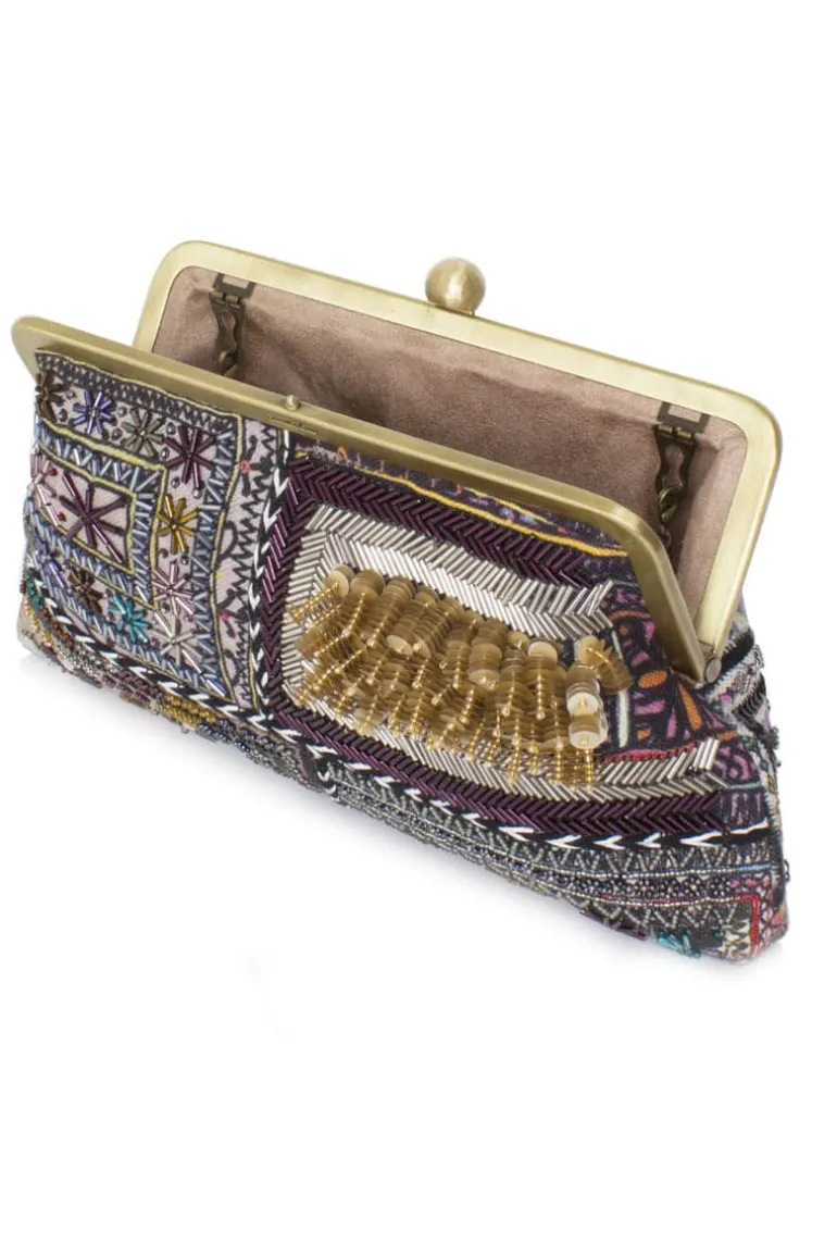 Clutch Bags<CULT MIA BEDOUIN CLASSIC HAND PRINTED EMBROIDERED CLUTCH Metallics