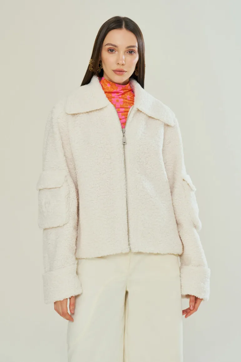 Jackets<CULT MIA BEIGE CLOUD COMFORT TEDDY White