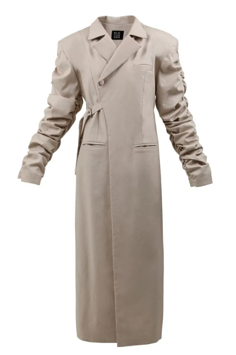 Coats<CULT MIA CRUMPLE-SLEEVE TRENCH COAT Beige