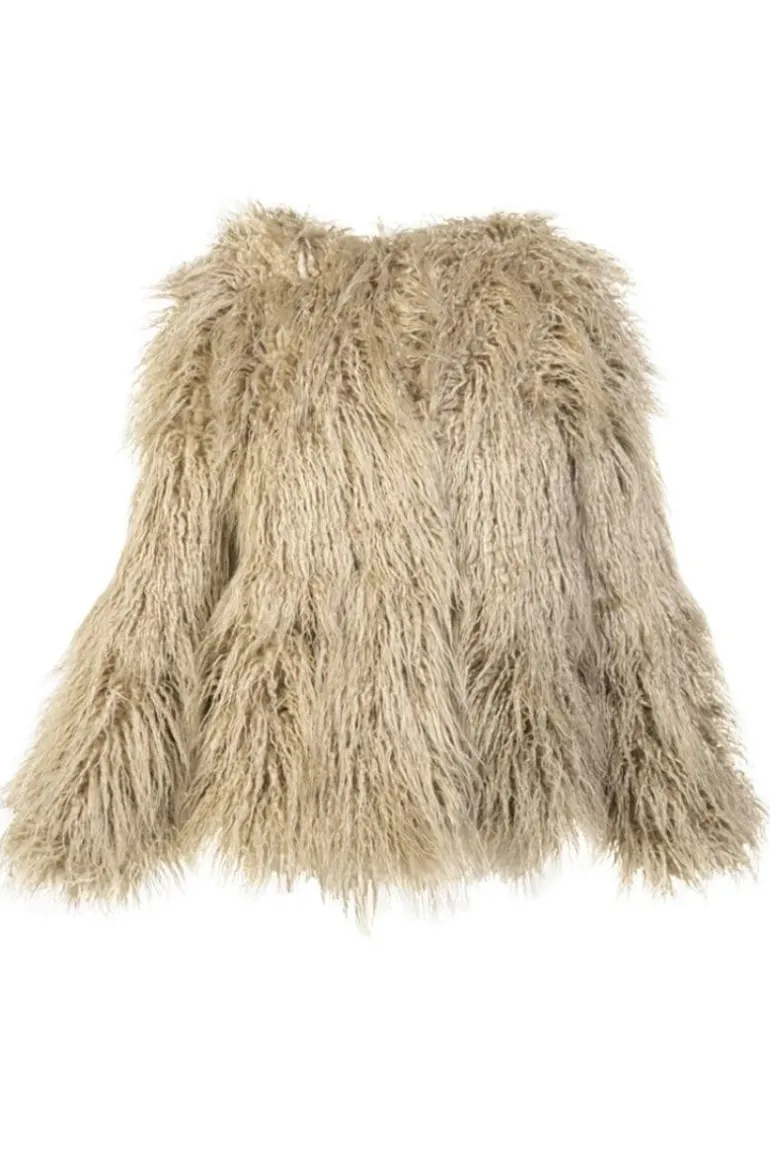 Jackets<CULT MIA FAUX FUR JACKET Beige