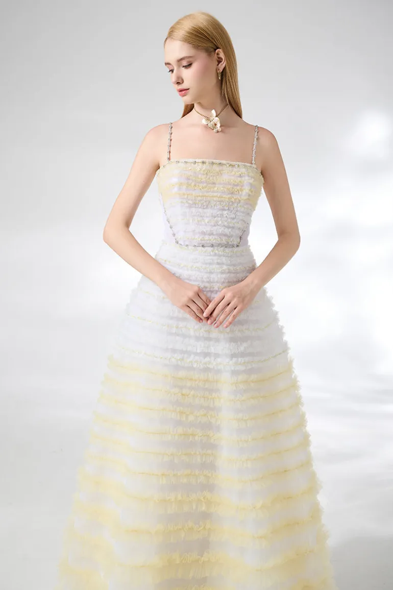 Dresses | Gowns<CULT MIA FIT AND FLARE ORGANZA GOWN Beige