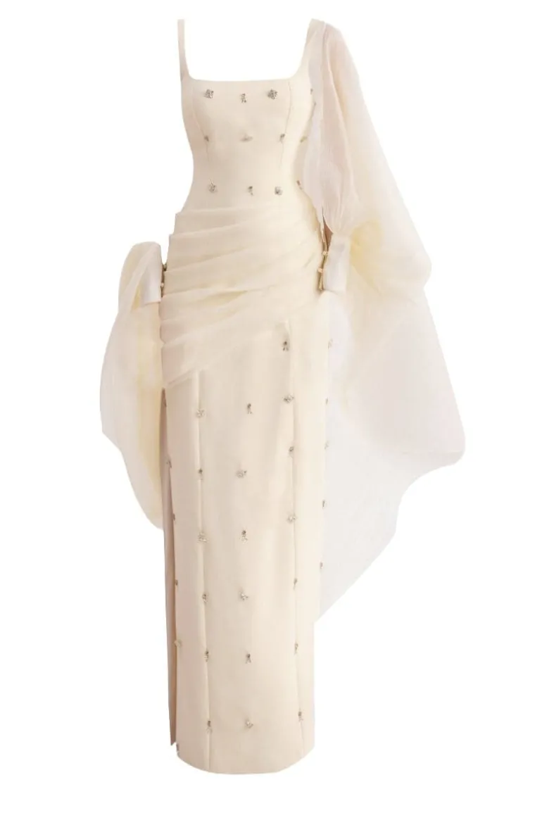 Dresses | Gowns<CULT MIA STRAIGHT LONG DRESS WITH HEADSCARF Beige