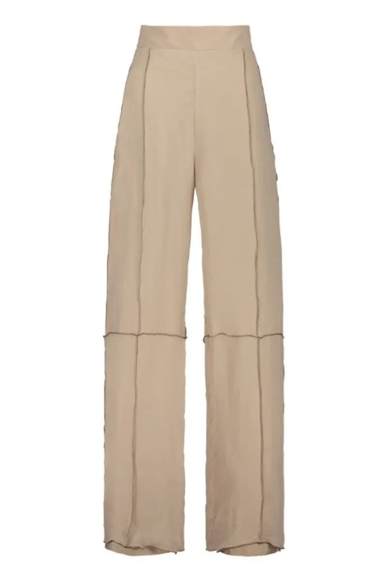 Pants<CULT MIA TERY HIGH RISE STRAIGHT PANTS Beige