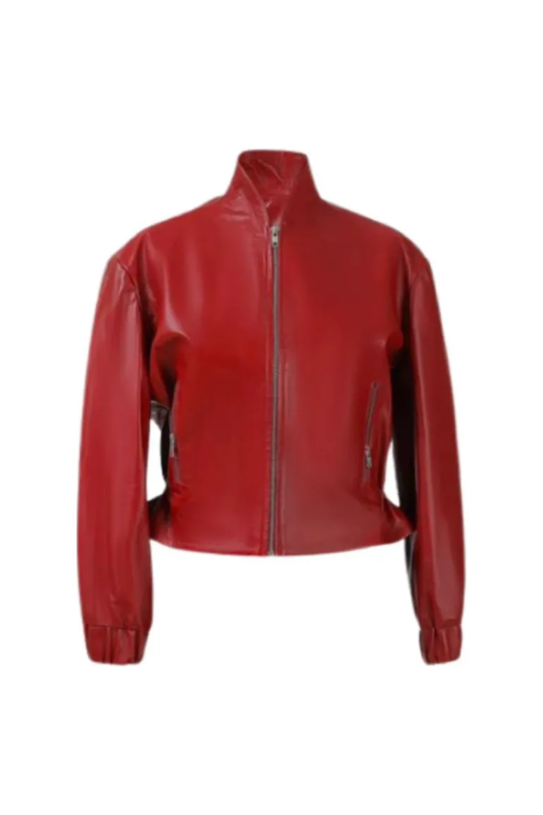 Jackets<CULT MIA BENNETT LEATHER JACKET IN Red