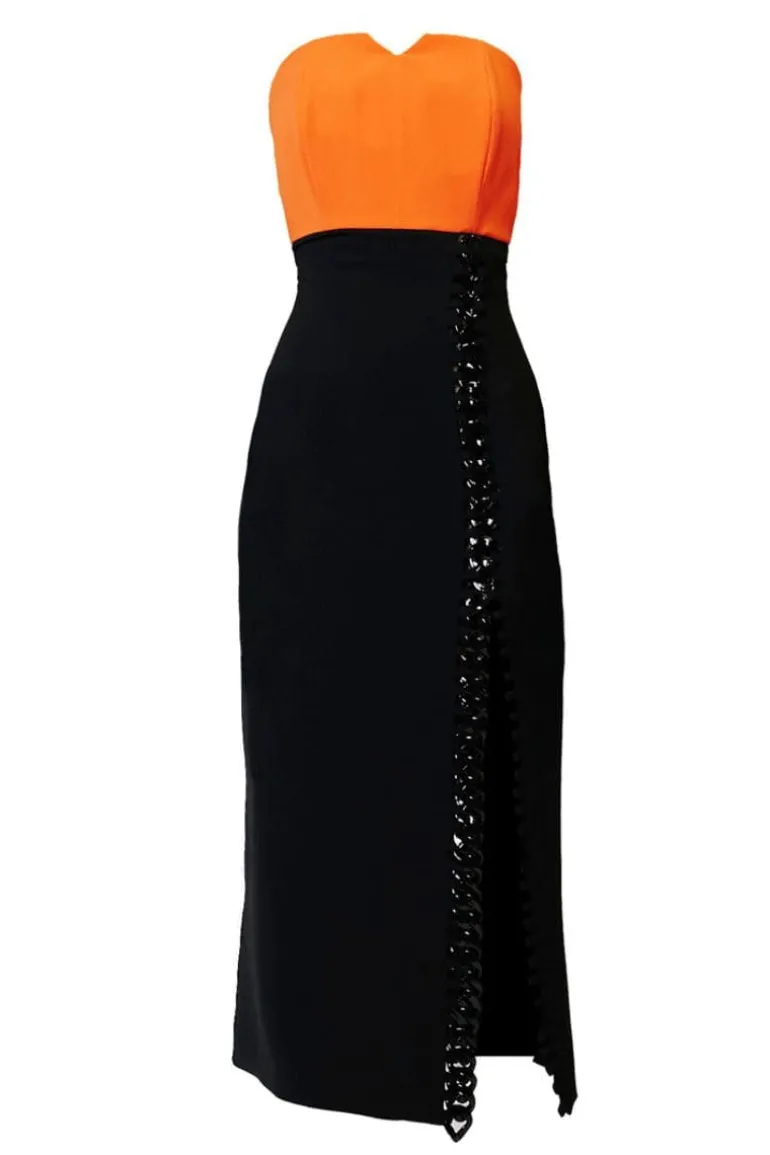 Dresses | Midi Dresses<CULT MIA BICOLOR CHAIN-DETAILED MIDI DRESS Black