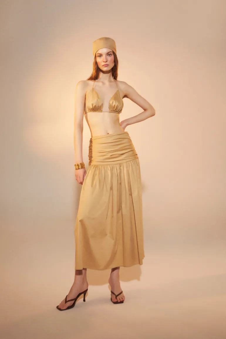 Skirts<CULT MIA BIRDIE ROUCHED MAXI SKIRT Apple Cinnamon