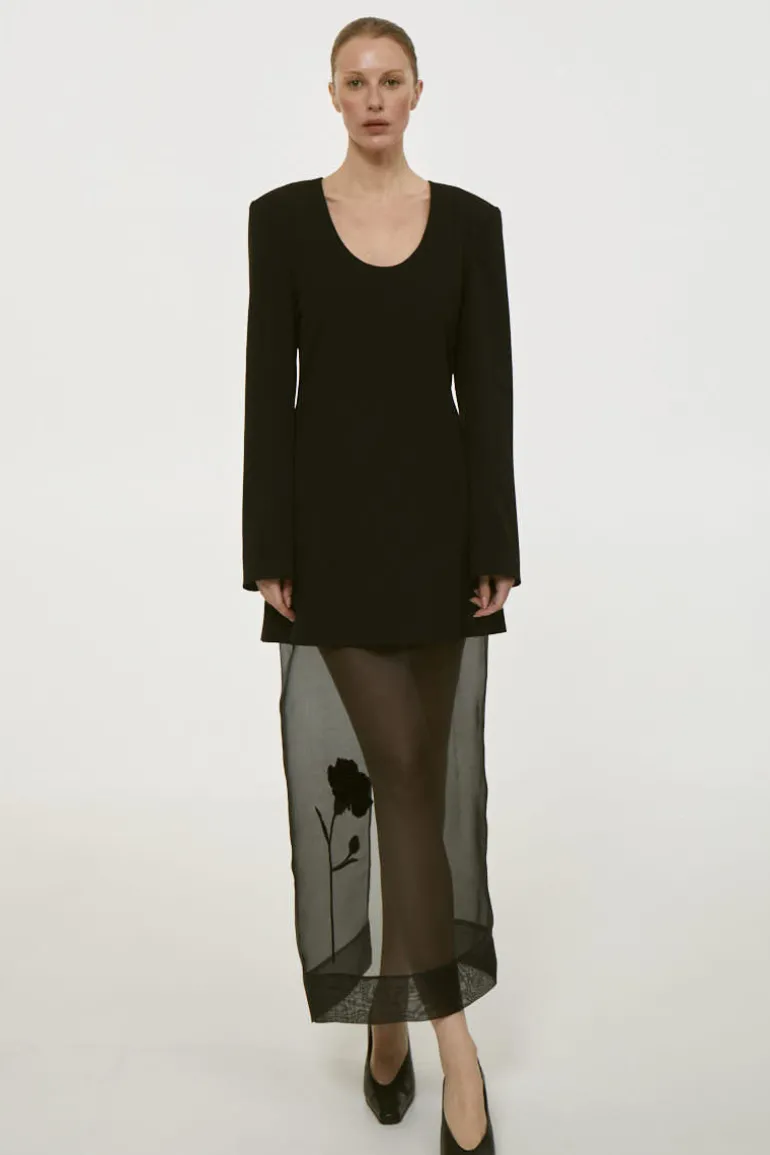 Dresses | Midi Dresses<CULT MIA BLUEDOTTLE EMBROIDERED ORGANZA MIDI DRESS Black