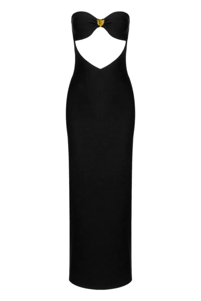 Dresses<CULT MIA BOW NECKLINE MAXI DRESS Black
