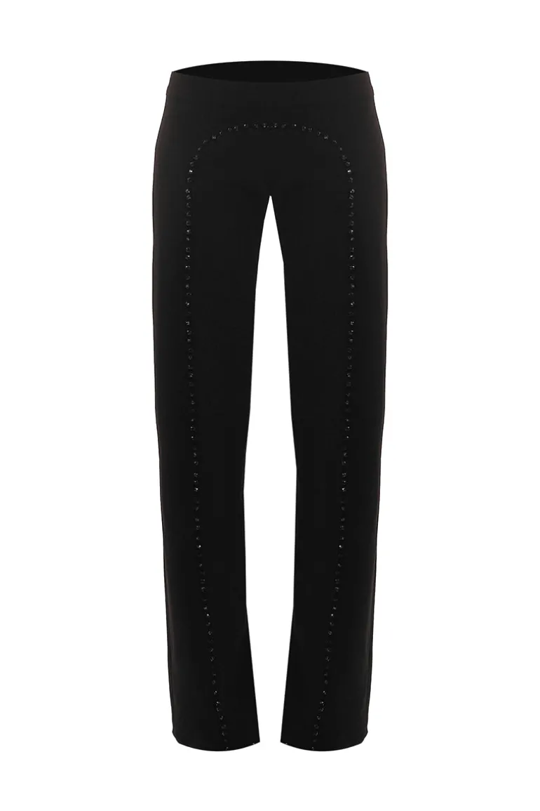 Pants<CULT MIA BUTTON CRYSTAL PANTS Black