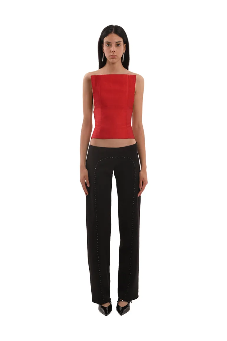 Pants<CULT MIA BUTTON CRYSTAL PANTS Black