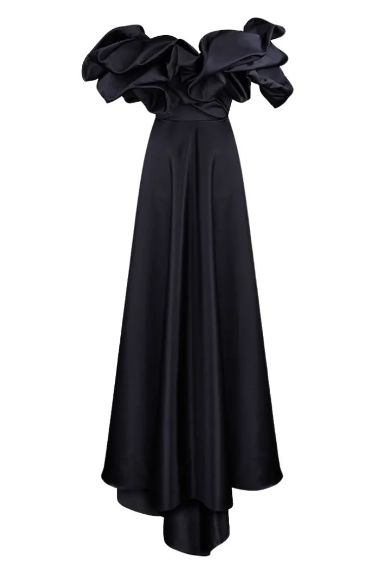 Dresses | Gowns<CULT MIA CORSET DRESS GOWN WITH MERINGUE FLOUNCES Black