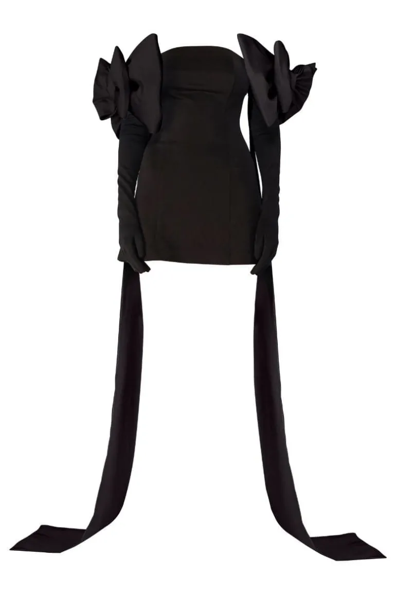 Dresses | Mini Dresses<CULT MIA CUPID DRESS WITH TRAIN BOW GLOVES Black