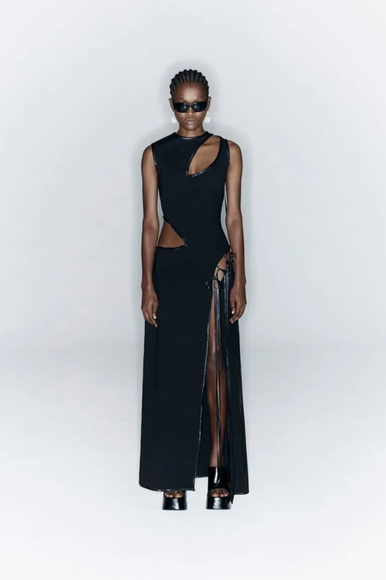 Dresses<CULT MIA CUT-OUT BOWS MAXI DRESS Black