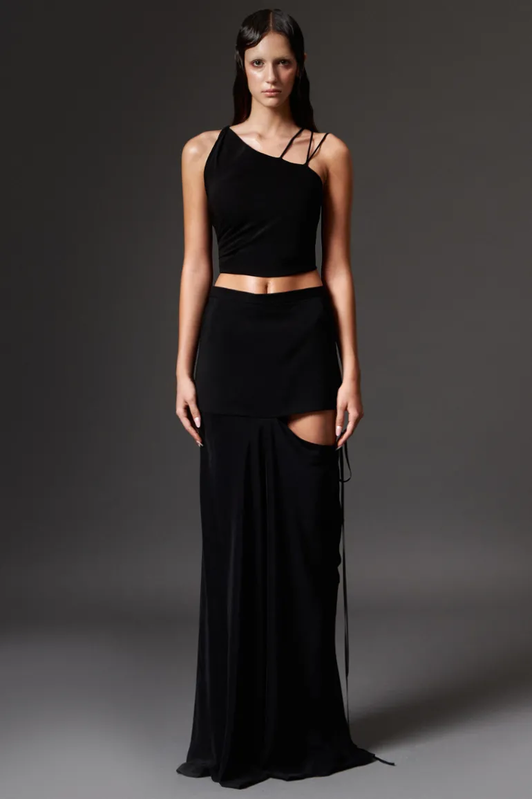 Skirts<CULT MIA CUT-OUT LONG SKIRT Black