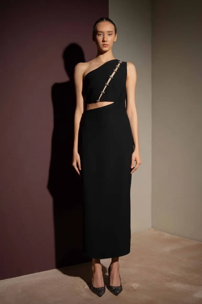 Dresses | Midi Dresses<CULT MIA CUT-OUT MIDI DRESS Black