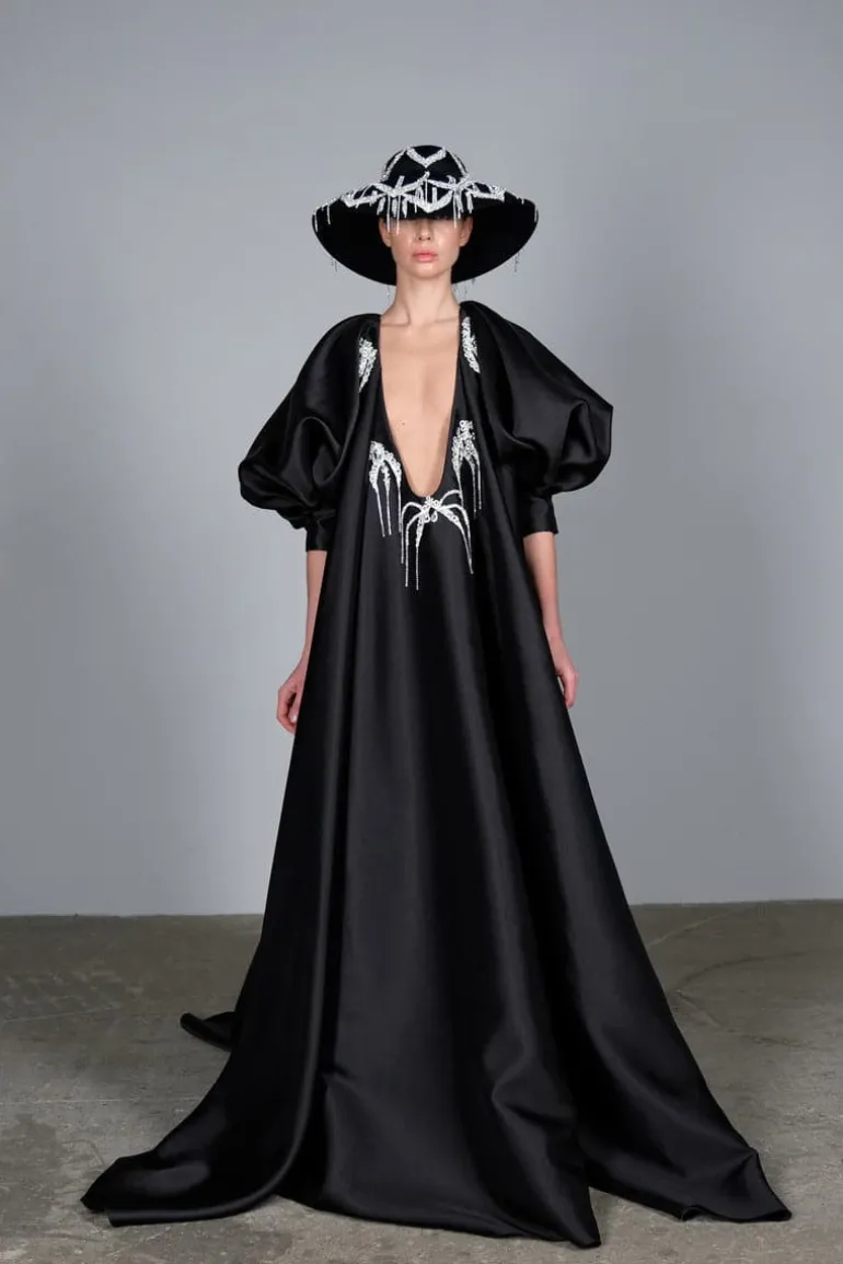 Dresses<CULT MIA CUT-OUT TAFFETA MAXI DRESS Black