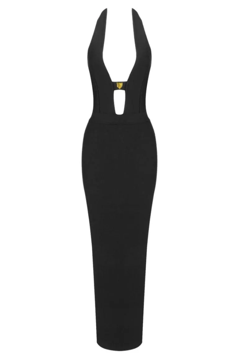 Dresses<CULT MIA DEEP V-NECK MAXI DRESS Black