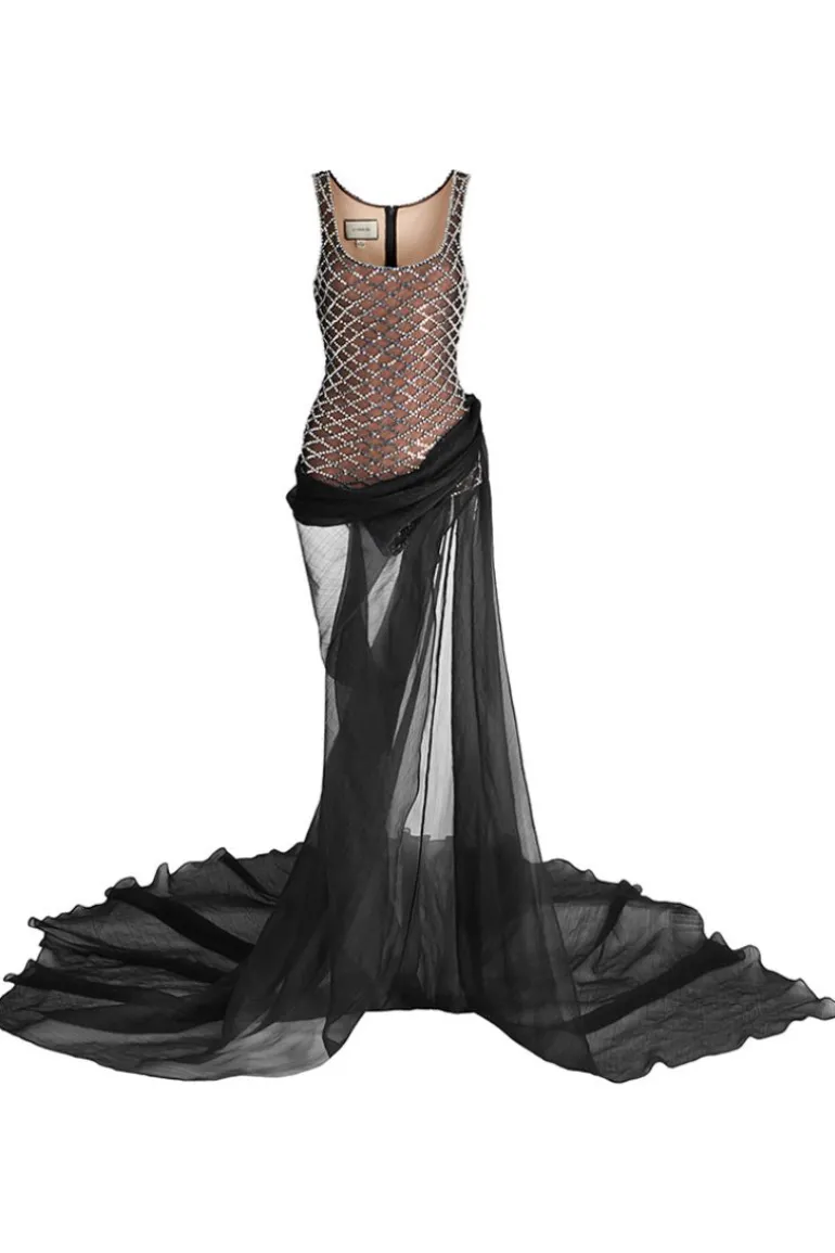 Dresses<CULT MIA DIAMOND MAXI DRESS IN Black