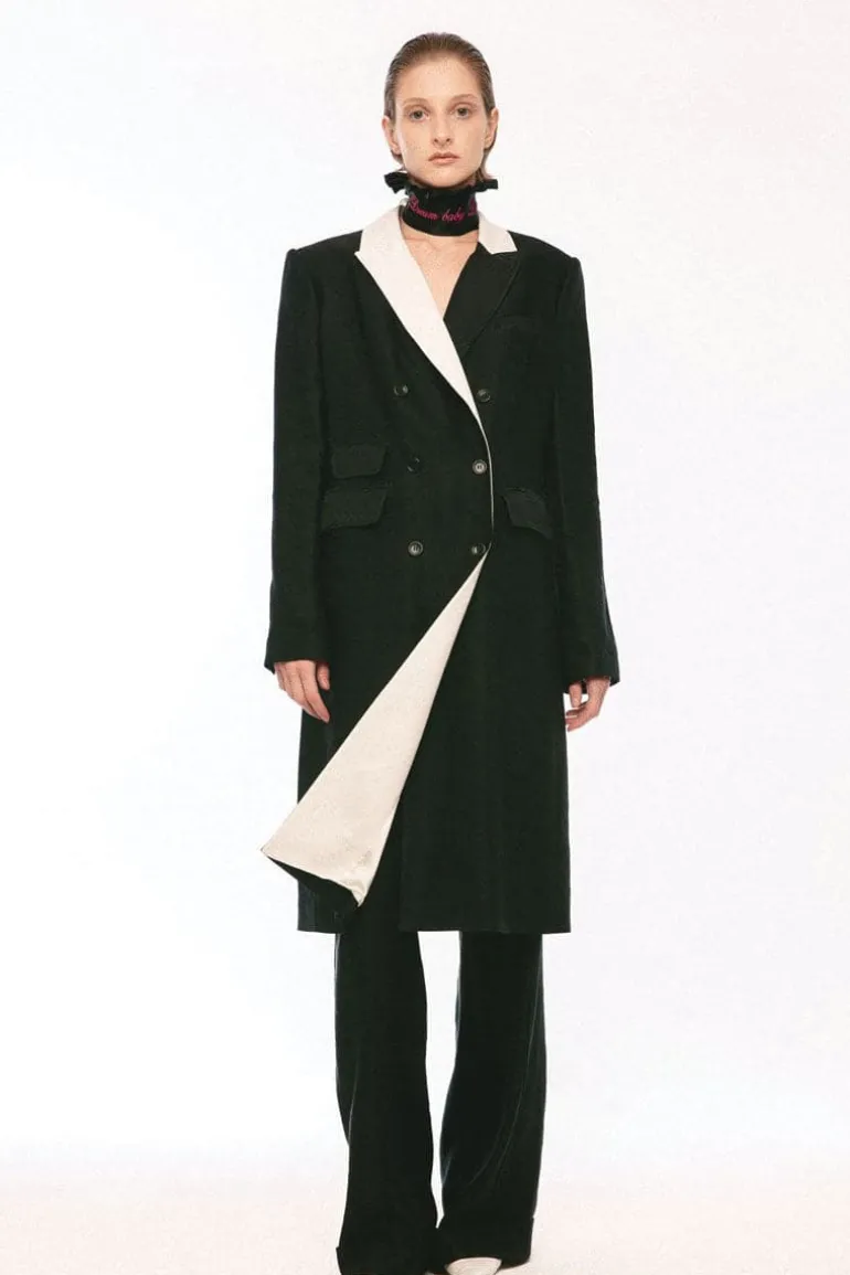Coats<CULT MIA DOUBLE BREASTED WHITE COLLAR COAT Black