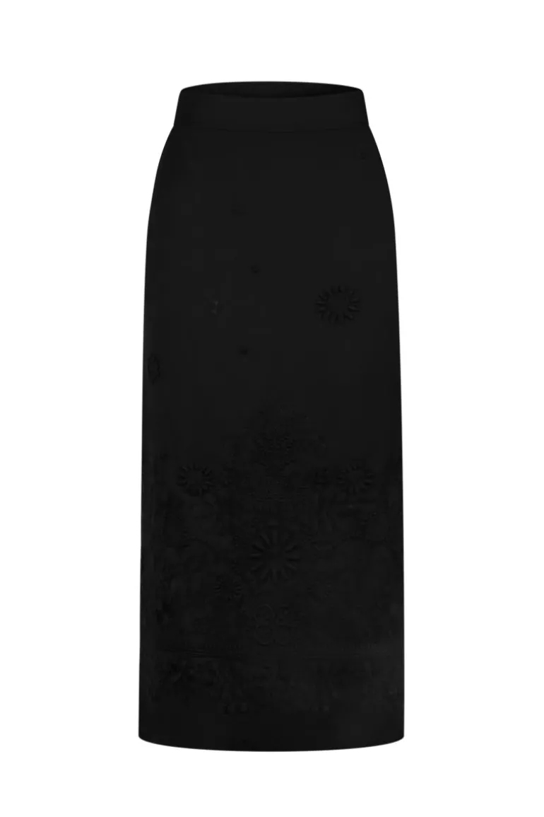 Skirts<CULT MIA EMBROIDERED PLAKHTA MIDI SKIRT Black