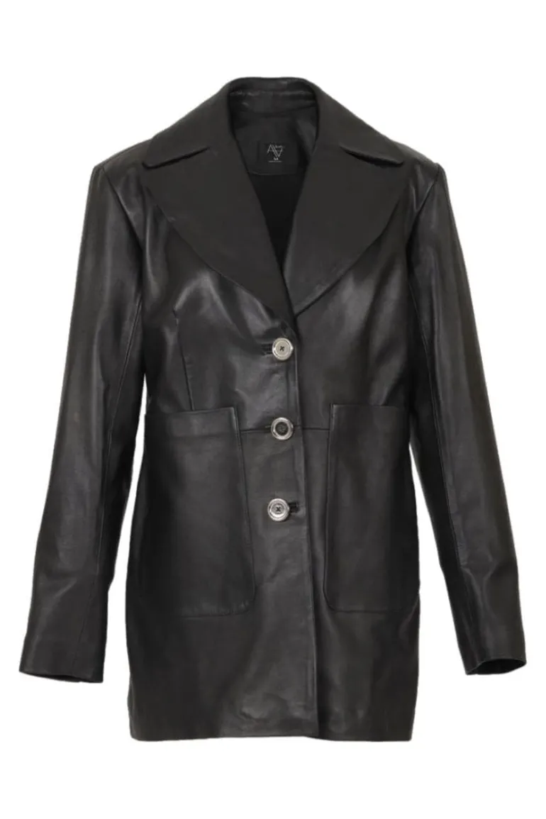 Jackets<CULT MIA EZRA LEATHER BLAZER Black