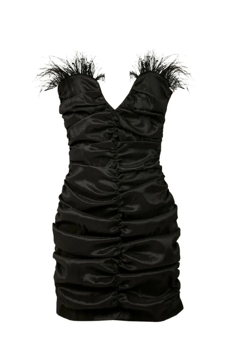 Dresses | Mini Dresses<CULT MIA FEATHERED CORSET MINI DRESS Black