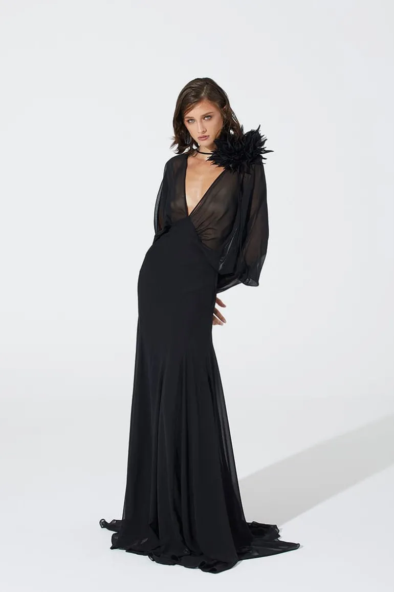 Dresses<CULT MIA FLOATY MAXI DRESS Black