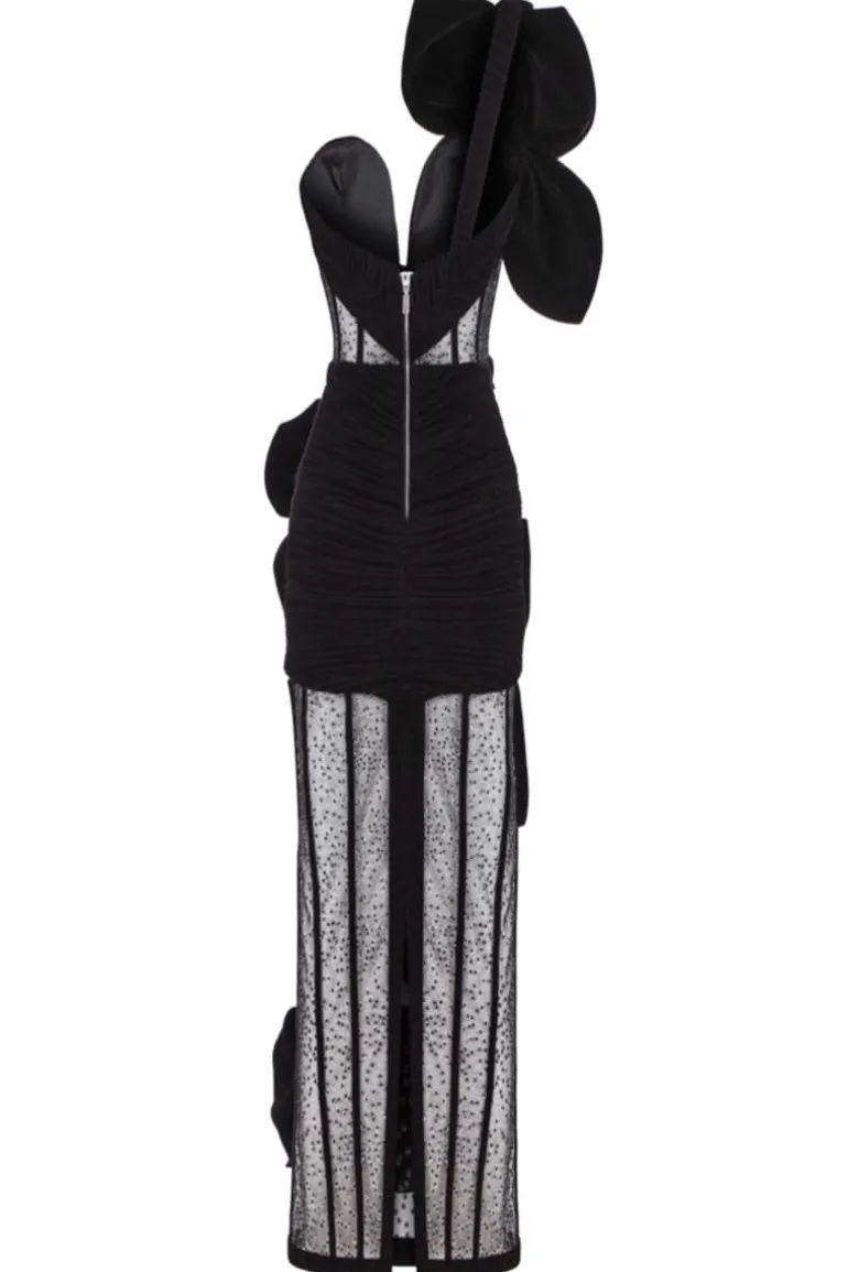 Dresses | Midi Dresses<CULT MIA FLOWER CORSET VELVET ANKLE LENGTH DRESS Black
