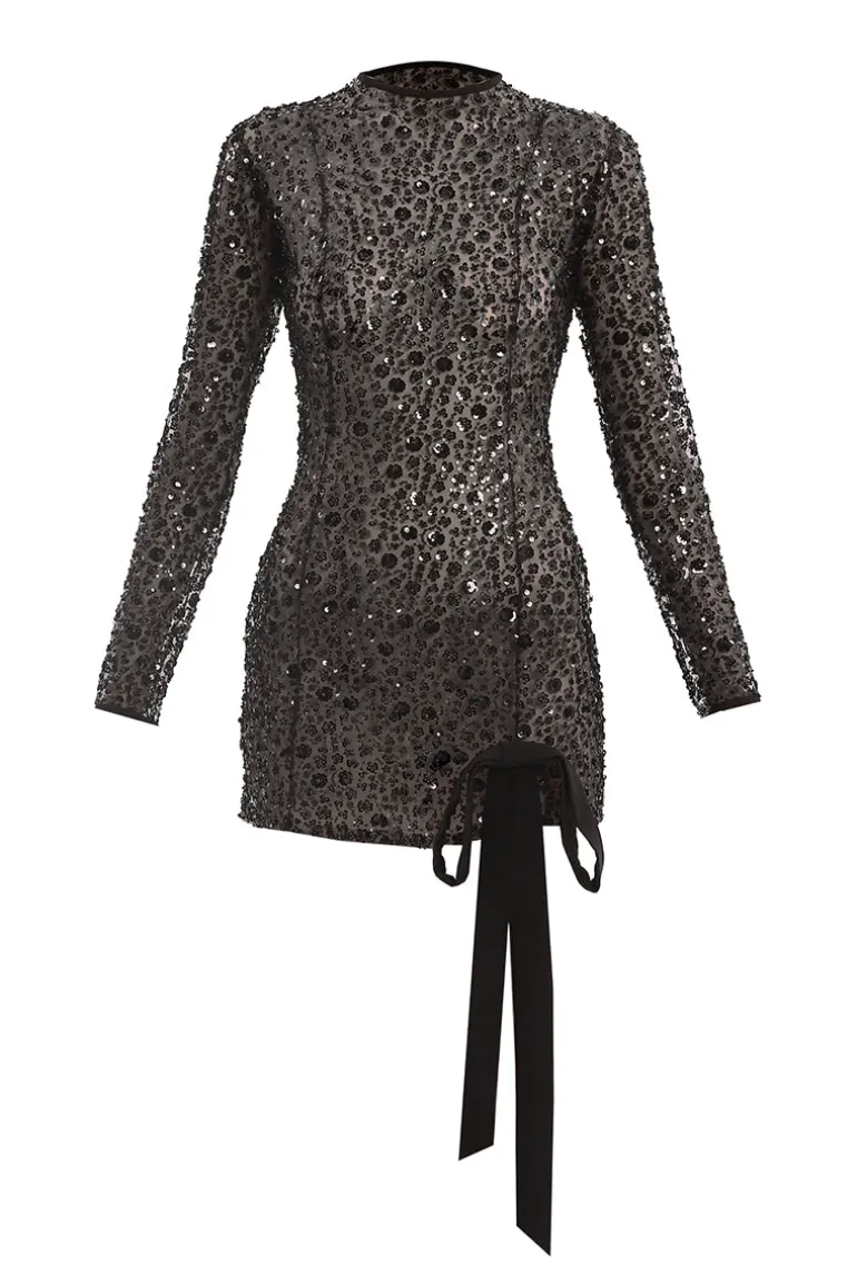 Dresses | Mini Dresses<CULT MIA FLOWER EMBROIDERED MINI DRESS Black