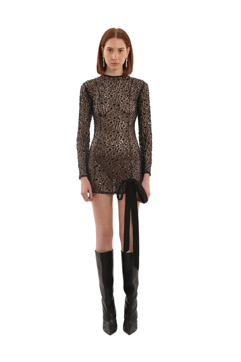 Dresses | Mini Dresses<CULT MIA FLOWER EMBROIDERED MINI DRESS Black