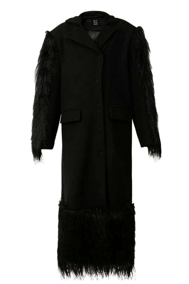 Coats<CULT MIA FURRY LONG COAT Black