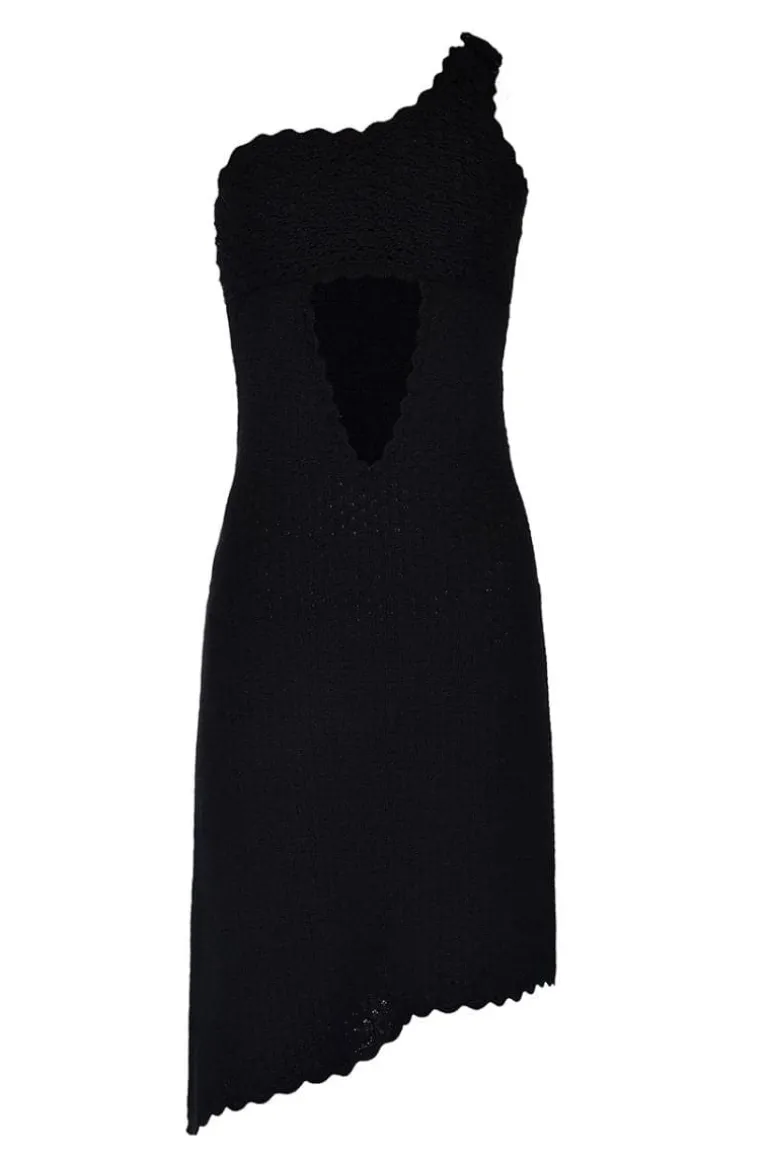 Dresses | Midi Dresses<CULT MIA BLACK LIYA SINGLE SLEEVE KNITTED DRESS