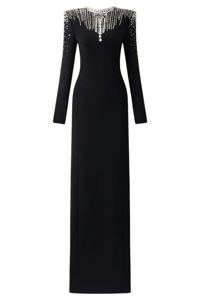 Dresses | Gowns<CULT MIA LONG SLEEVE OPEN BACK GOWN Black