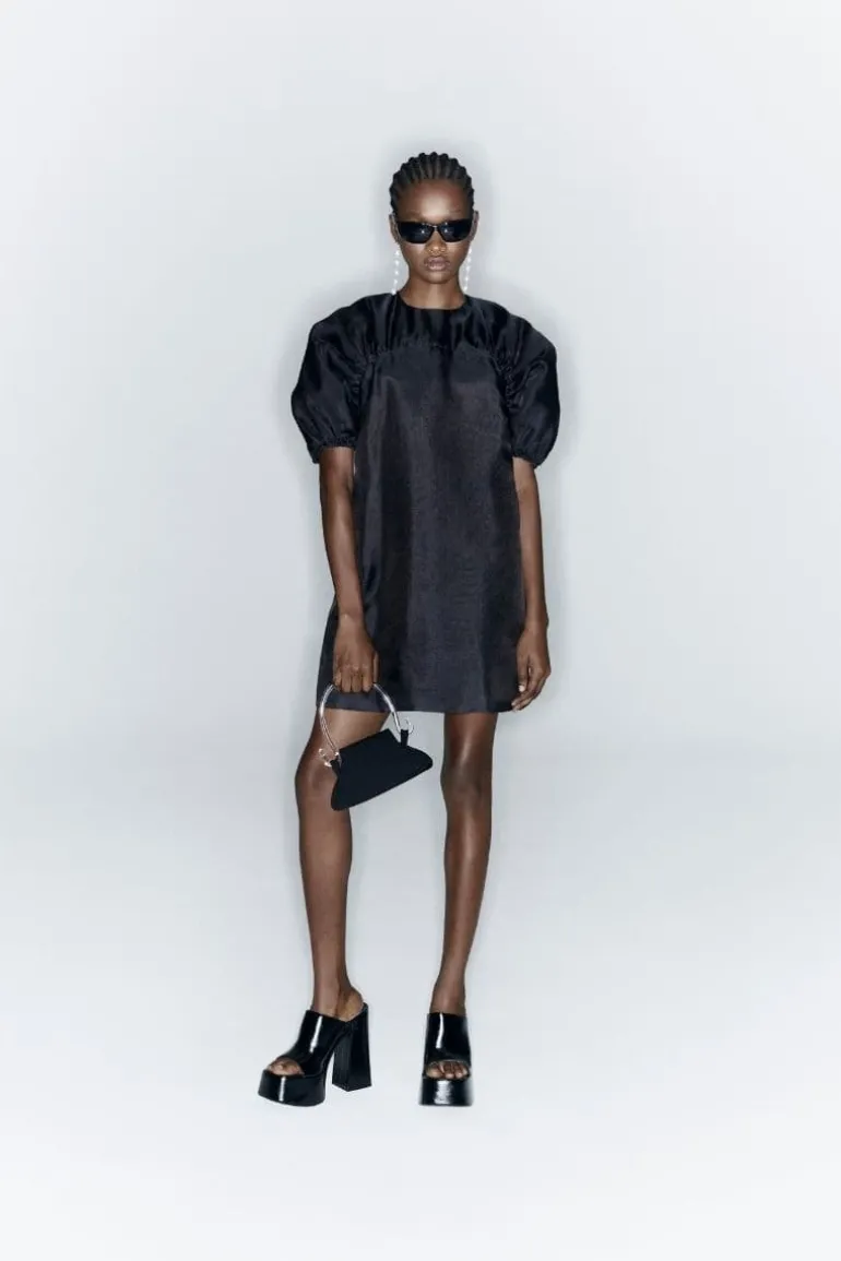 Dresses | Mini Dresses<CULT MIA MINI DRESS WITH RUFFLED SLEEVES Black