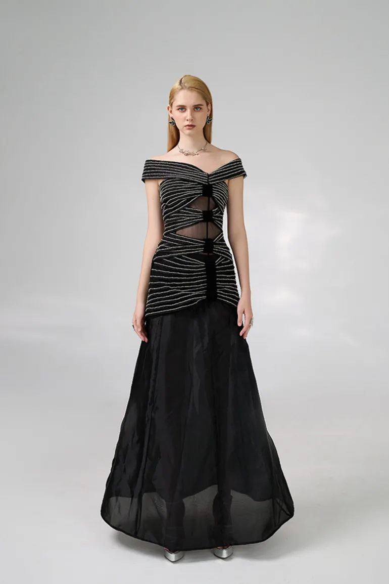 Dresses | Gowns<CULT MIA OFF-SHOULDER FLOOR LENGTH GOWN Black