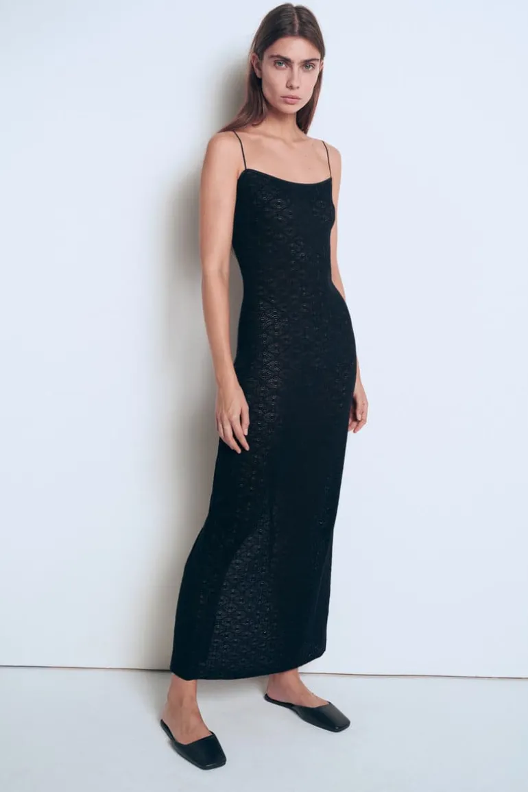 Dresses<CULT MIA PATTERNED KNIT MAXI DRESS Black