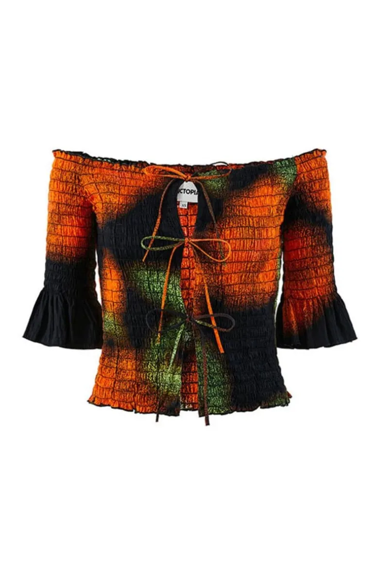 Tops<CULT MIA BLACK ROSA OFF-SHOULDER TOP Black/Red/Green