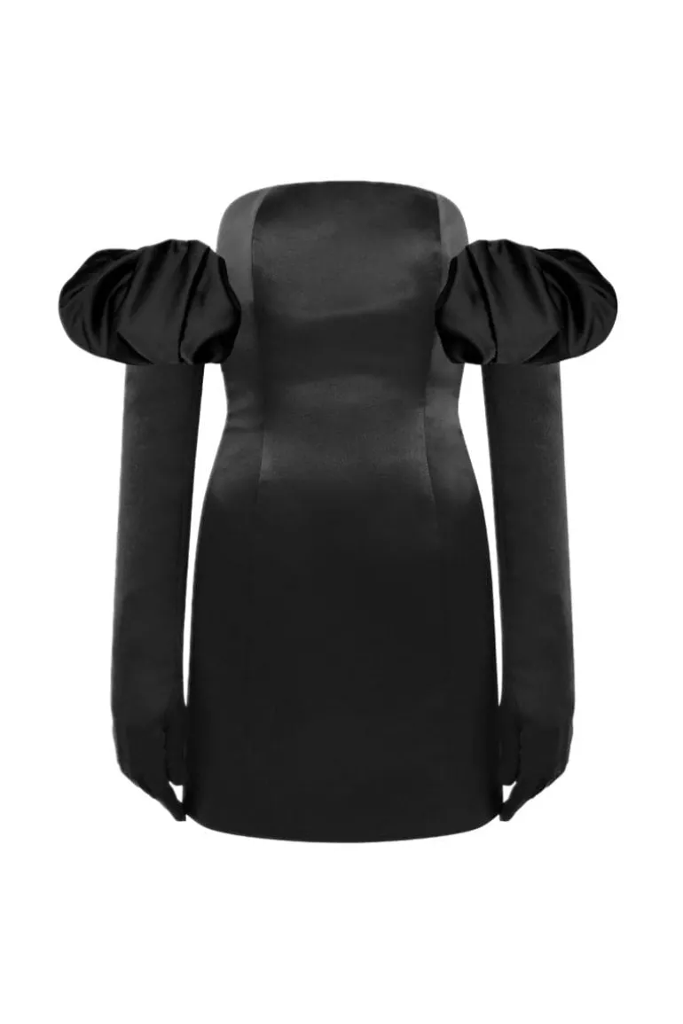 Dresses | Mini Dresses<CULT MIA SATIN CUPID MINI DRESS, GLOVES & PUFFS Black