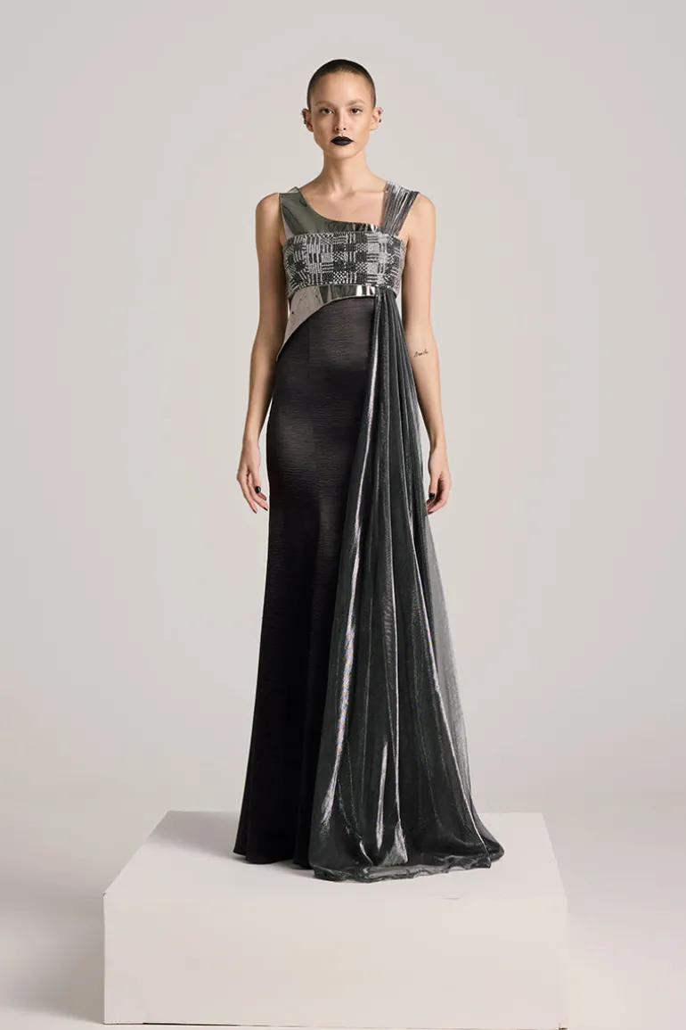 Dresses | Gowns<CULT MIA SEQUIN BUSTIER ASYMMETRIC GOWN Black